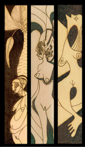 Solar Pyrography ~ Triptych 1